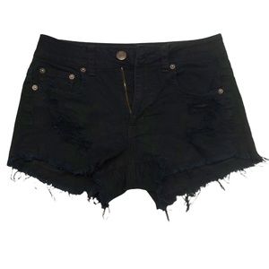 Women's American Eagle Black Stretch Hi-Rise Festival Cut Off Shorts Size 4 27"